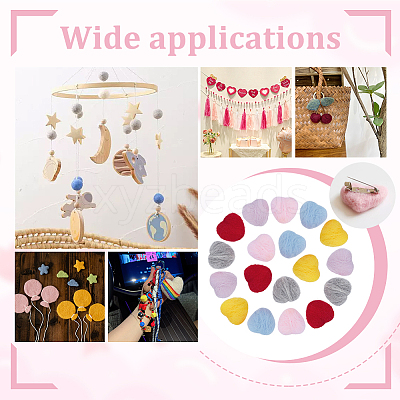18Pcs 6 Colors Handmade Wool Felt Heart Ornament DIY-NB0014-70-1