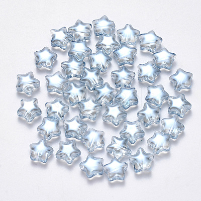 Transparent Spray Painted Glass Beads X-GLAA-R211-04-G02-1