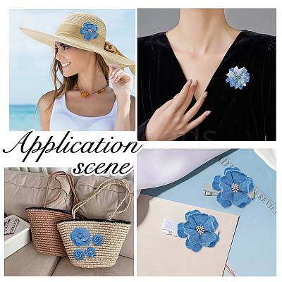 10Pcs 7 Styles Denim Flower for Clothes Garment Accessories Decorative DIY-HS0001-82A-1