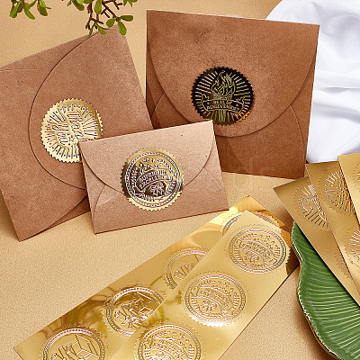 Self Adhesive Gold Foil Embossed Stickers DIY-WH0211-063-1