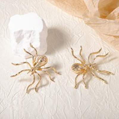 Alloy Rhinestone Stud Earrings EJEW-P321-01G-1