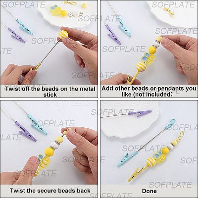 4Pcs 4 Colors Alloy Bracelet Tool Jewelry Helper Beadable Alligator Clip AJEW-SP0001-71A-1