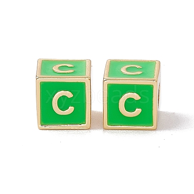 Rack Plating Brass Enamel Beads KK-B060-04G-02C-1