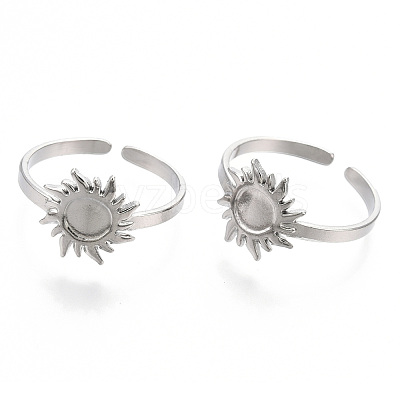 Non-Tarnish 304 Stainless Steel Sun Cuff Rings LS-RJEW-N038-116P-1