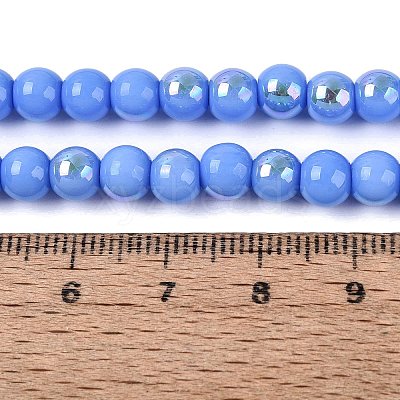 Electroplate Opaque Glass Beads Strands EGLA-Q132-6MM-01C-14-1