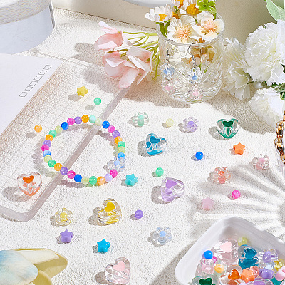 870Pcs 24 Colors Opaque & Transparent Acrylic Beads MACR-PA0001-40-1