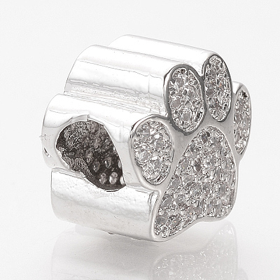 Brass Micro Pave Cubic Zirconia European Beads ZIRC-T002-101-1