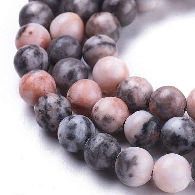 Natural Pink Zebra Jasper Beads Strands G-K410-04-6mm-1