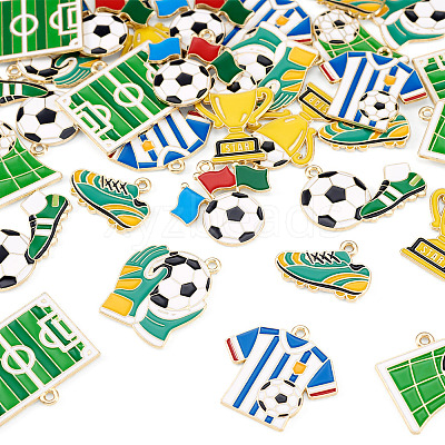 32Pcs 8 Styles Alloy Enamel Pendants ENAM-TA0003-82-1