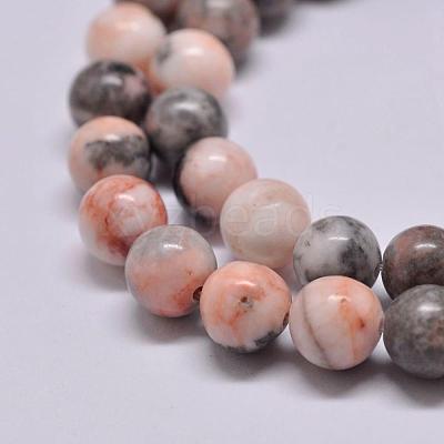 Natural Pink Zebra Jasper Beads Strands G-P231-01-4mm-1