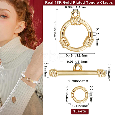 10Pcs Rack Plating Brass Toggle Clasps KK-BBC0013-29-1