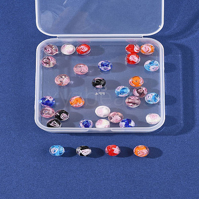 32Pcs 8 Colors Handmade Luminous Inner Flower Lampwork Beads LAMP-FS0001-34-1