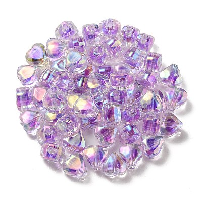UV Plating Rainbow Iridescent Acrylic Beads OACR-F004-05F-1
