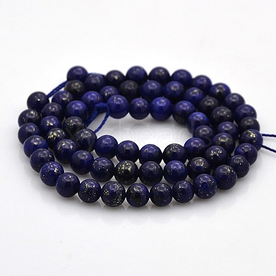 Dyed Natural Lapis Lazuli Round Beads Strands G-N0120-01-6mm-1