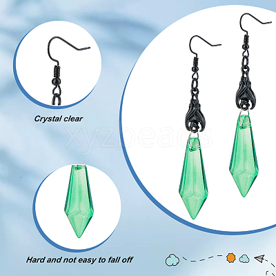4 Pairs 4 Style Acrylic Imitation Gemstone Bullet Dangle Earrings EJEW-AN0003-96-1