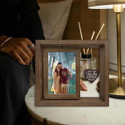 Double Sided Wooden Rotating Photo Frames with DIY Word Heart Charm DJEW-WH0076-006-1