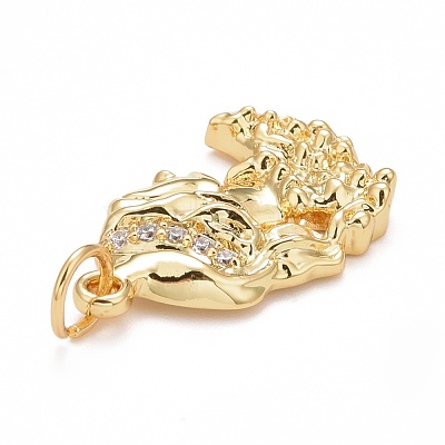 Rack Plating Brass Clear Cubic Zirconia Pendants KK-M229-18G-1