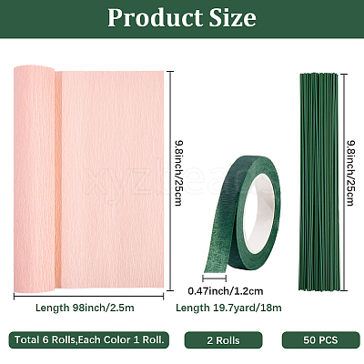 6 Rolls 6 Colors Handmade Crepe Paper DIY-CP0012-89G-1