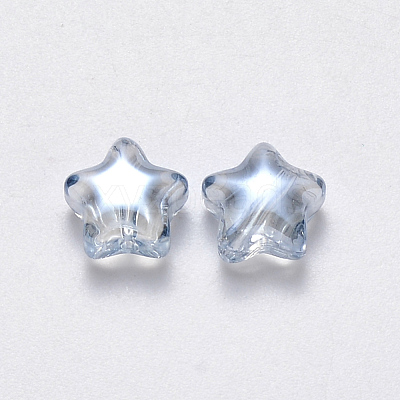 Transparent Spray Painted Glass Beads X-GLAA-R211-04-G02-1