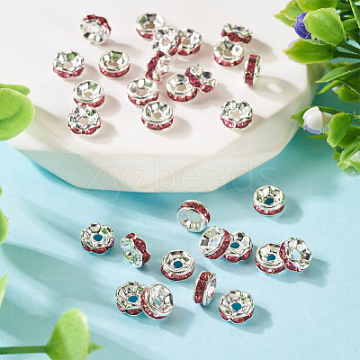 30Pcs 2 Colors Brass Rhinestone Spacer Beads RB-TA0001-29G-1