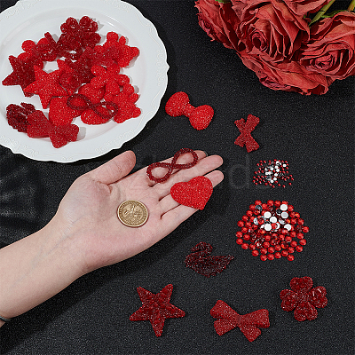 224Pcs 14 Styles Resin Rhinestone Iron on/Sew on Cloth Patches PATC-OC0001-03-1