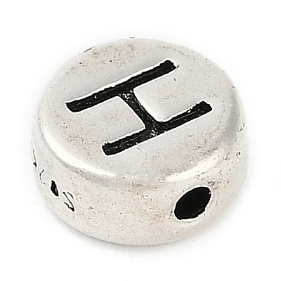 925 Sterling Silver Flat Round with Letter Beads LS-STER-G044-01AS-H-1