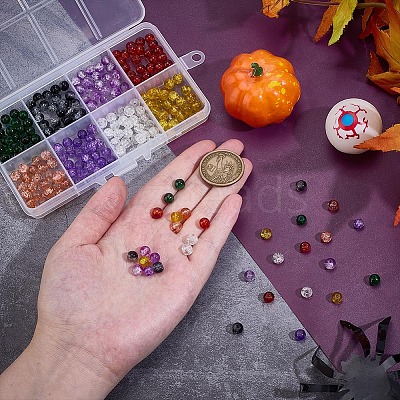 240Pcs 8 Colors Spray Painted Crackle Glass Beads Strands CCG-PH0001-21B-1
