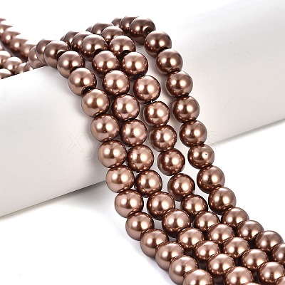 Baking Paint Pearlized Glass Pearl Round Bead Strands LS-HY-Q330-8mm-30-1