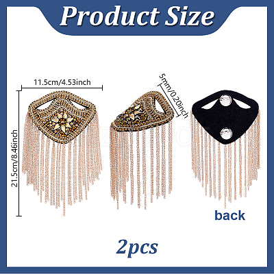 2Pcs Brass & Glass Tassel Epaulettes AJEW-GA0009-97-1