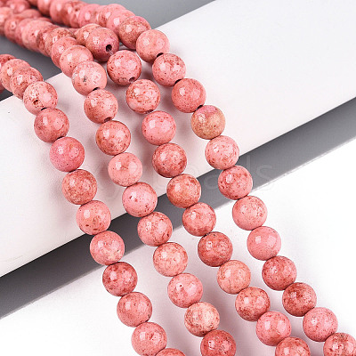 Dyed Synthetic Fossil Beads Strands G-T139-6mm-66D-1