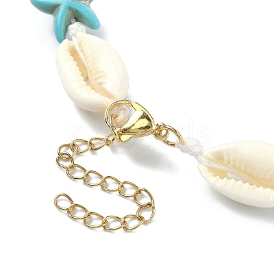 Natural Shell & Synthetic Turquoise Starfish Beaded Necklace with 304 Stainless Steel Clasps X-NJEW-TA00107-01-1
