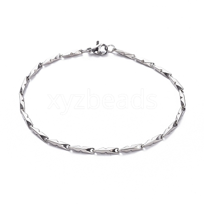 Tarnish Resistant Unisex 304 Stainless Steel Bar Link Chain Bracelets BJEW-L637-41B-P-1