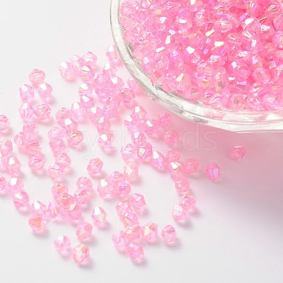 Bicone AB Color Plated Eco-Friendly Transparent Acrylic Beads TACR-A003-6mm-10-1