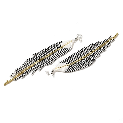Bohemia Woven Glass Seed Bead Dangle Earrings EJEW-A046-04A-1