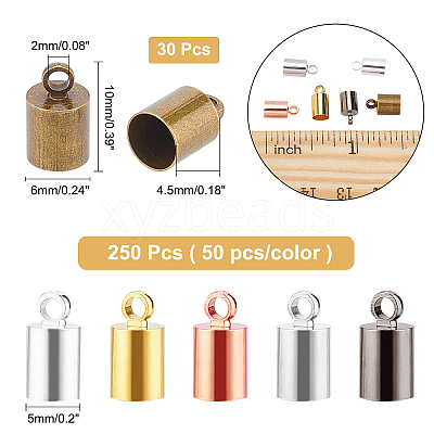 280Pcs Brass Cord Ends KK-AR0002-22-1