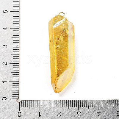 Electroplated Natural Quartz Pendants G-P315-B01-09G-1