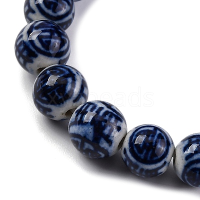 Handmade Blue and White Porcelain Beads Strands PORC-I027-02C-1