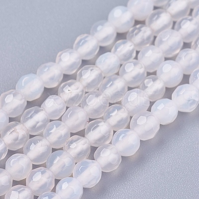 Natural White Agate Round Beads Strand X-G-L084-4mm-14-1