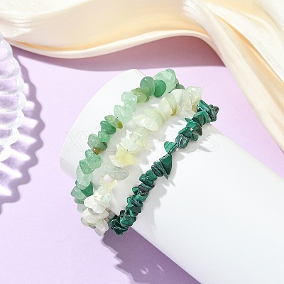 Natural Mixed Gemstone Chips Beaded Multi-strand Bracelets for Women BJEW-JB13986-01-1
