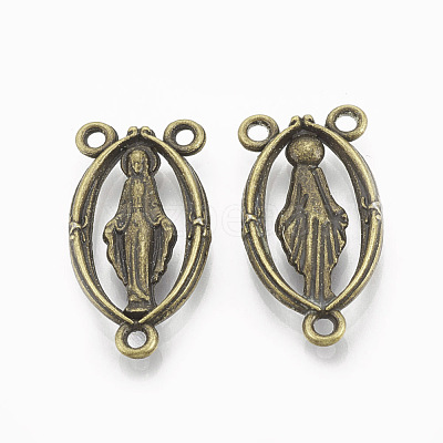 Holy Oval Carved Virgin Mary Tibetan Style Alloy Chandelier Component Links TIBEP-0381-AB-LF-1