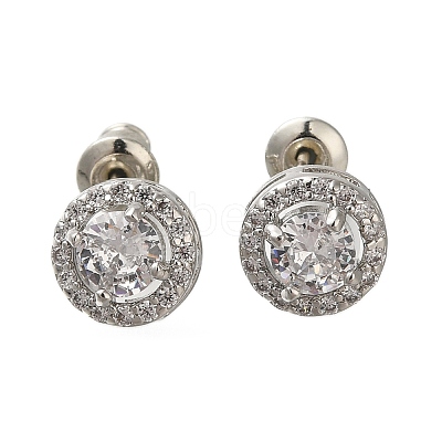 Rack Plating Brass Micro Pave Cubic Zirconia Earrings EJEW-I304-19P-1