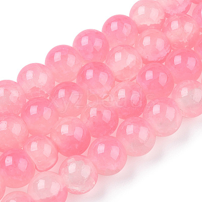 Crackle Baking Paint Imitation Jade Glass Beads Strands DGLA-T003-10mm-02-1