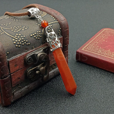 Cone Bullet Dyed Natural Agate Pendant Necklace SN3651-2-1