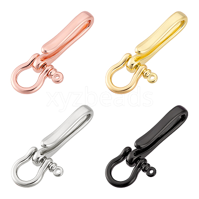 4Pcs 4 Colors Brass Shackle Clasps with Brass S Hook Clasps KK-PH0012-38-1