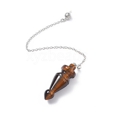 Natural Tiger Eye Pointed Dowsing Pendulums AJEW-B020-03P-03-1