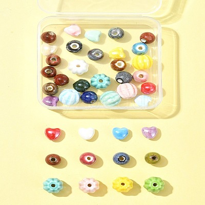 40Pcs Handmade Fancy Antique Glazed Porcelain Beads PORC-FS0001-04-1