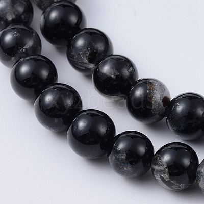 Natural Black Tourmaline Beads Strands G-F666-05A-6mm-1