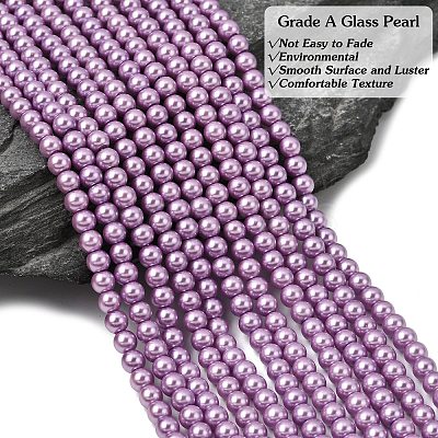 Eco-Friendly Dyed Glass Pearl Round Beads Strands HY-A002-4mm-RB056-1