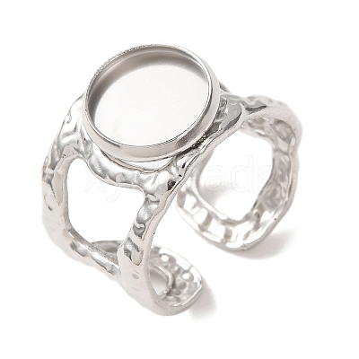 Hammered 304 Stainless Steel Cuff Ring Components SA-CBAC0DF-02B-P-1