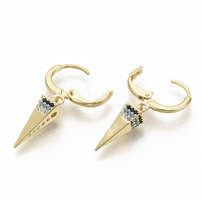Brass Micro Pave Colorful Cubic Zirconia Dangle Hoop Earrings X-EJEW-S208-069-1